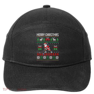 Christmas Ice Hockey Santa Xmas Sport Lover Ugly Sweater Meaningful Gift 7-Panel Snapback Hat