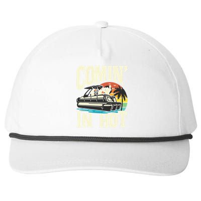 Comin In Hot Funny Pontoon Boat Pontooning Party Boat Snapback Five-Panel Rope Hat