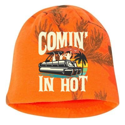 Comin In Hot Funny Pontoon Boat Pontooning Party Boat Kati - Camo Knit Beanie