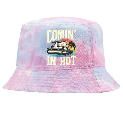 Comin In Hot Funny Pontoon Boat Pontooning Party Boat Tie-Dyed Bucket Hat