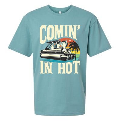 Comin In Hot Funny Pontoon Boat Pontooning Party Boat Sueded Cloud Jersey T-Shirt