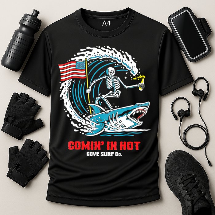 Comin In Hot Cove Surf Co Cooling Performance Crew T-Shirt