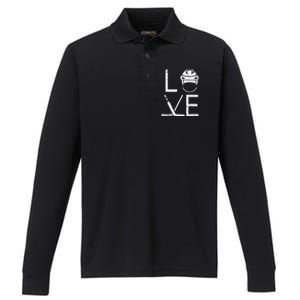 Cool Ice Hockey Art For  Goalie Coach Field Hockey Performance Long Sleeve Polo