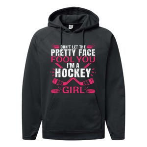 Cool Ice Hockey For Girls Hockey Player Sports Lovers Performance Fleece Hoodie