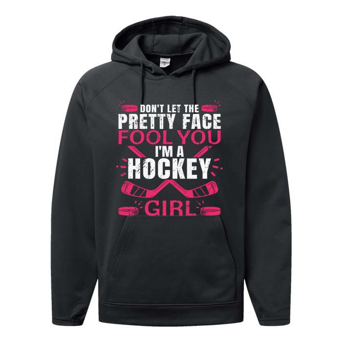 Cool Ice Hockey For Girls Hockey Player Sports Lovers Performance Fleece Hoodie