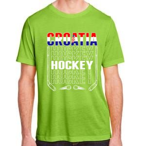 Croatia Ice Hockey Fans Jersey Croatian Flag Hockey Sticks Gift Adult ChromaSoft Performance T-Shirt