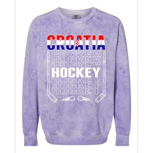 Croatia Ice Hockey Fans Jersey Croatian Flag Hockey Sticks Gift Colorblast Crewneck Sweatshirt