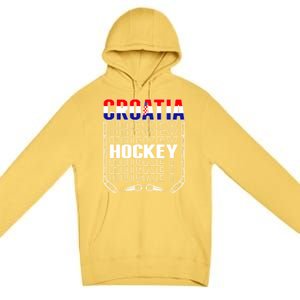 Croatia Ice Hockey Fans Jersey Croatian Flag Hockey Sticks Gift Premium Pullover Hoodie