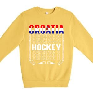 Croatia Ice Hockey Fans Jersey Croatian Flag Hockey Sticks Gift Premium Crewneck Sweatshirt