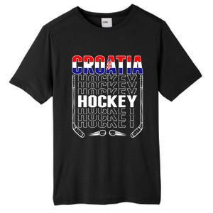 Croatia Ice Hockey Fans Jersey Croatian Flag Hockey Sticks Gift Tall Fusion ChromaSoft Performance T-Shirt