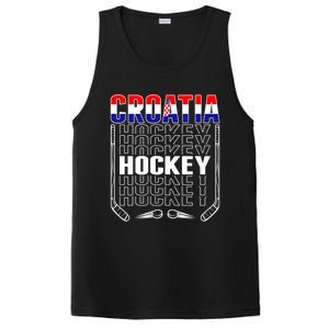 Croatia Ice Hockey Fans Jersey Croatian Flag Hockey Sticks Gift PosiCharge Competitor Tank