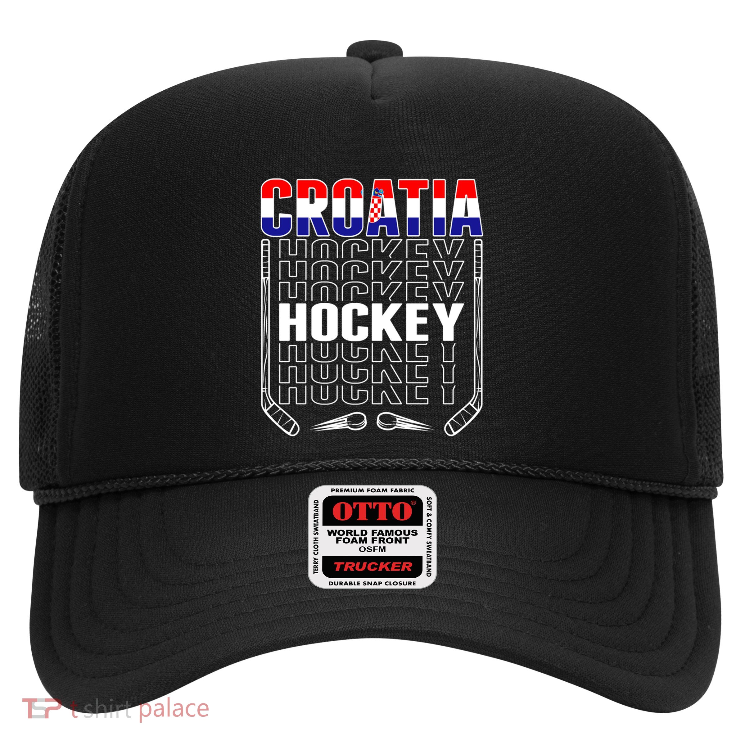 Croatia Ice Hockey Fans Jersey Croatian Flag Hockey Sticks Gift Trucker Hat