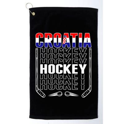 Croatia Ice Hockey Fans Jersey Croatian Flag Hockey Sticks Gift Golf Towel