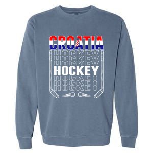 Croatia Ice Hockey Fans Jersey Croatian Flag Hockey Sticks Gift Garment-Dyed Sweatshirt