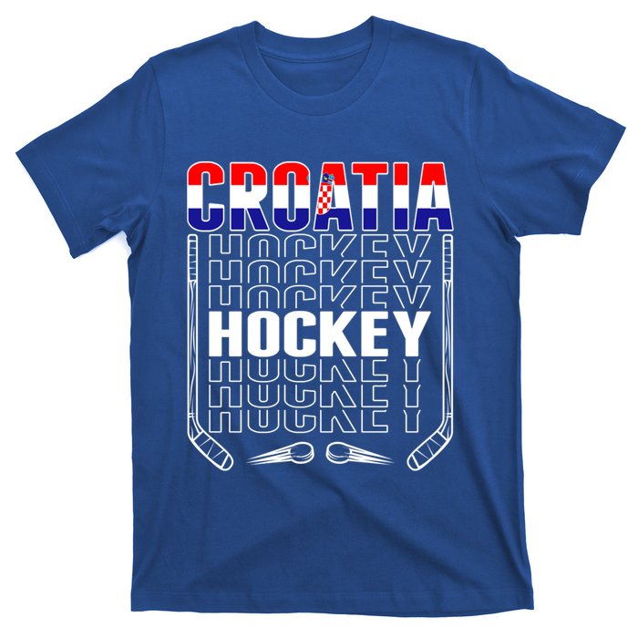 Croatia Ice Hockey Fans Jersey Croatian Flag Hockey Sticks Gift T-Shirt