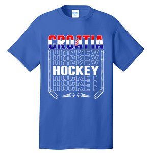 Croatia Ice Hockey Fans Jersey Croatian Flag Hockey Sticks Gift Tall T-Shirt