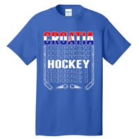 Croatia Ice Hockey Fans Jersey Croatian Flag Hockey Sticks Gift Tall T-Shirt