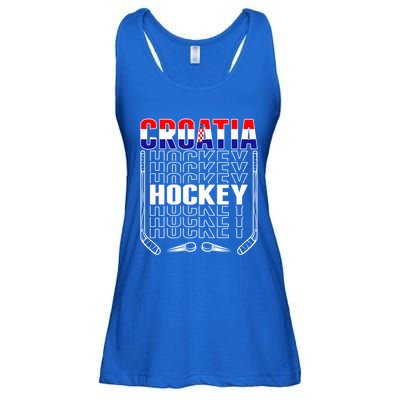 Croatia Ice Hockey Fans Jersey Croatian Flag Hockey Sticks Gift Ladies Essential Flowy Tank