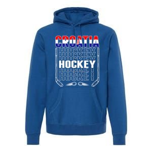 Croatia Ice Hockey Fans Jersey Croatian Flag Hockey Sticks Gift Premium Hoodie