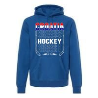 Croatia Ice Hockey Fans Jersey Croatian Flag Hockey Sticks Gift Premium Hoodie