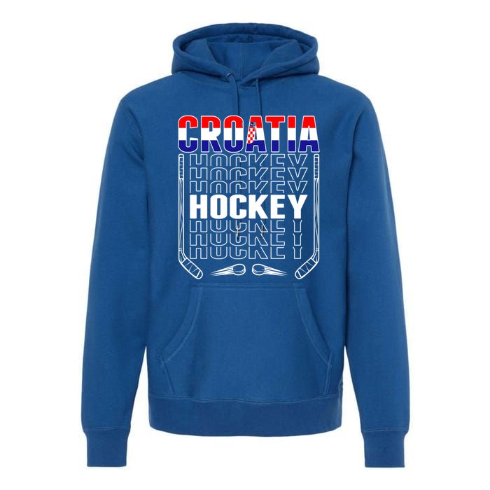 Croatia Ice Hockey Fans Jersey Croatian Flag Hockey Sticks Gift Premium Hoodie