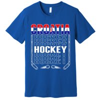 Croatia Ice Hockey Fans Jersey Croatian Flag Hockey Sticks Gift Premium T-Shirt