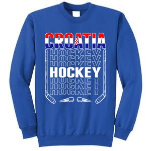 Croatia Ice Hockey Fans Jersey Croatian Flag Hockey Sticks Gift Tall Sweatshirt