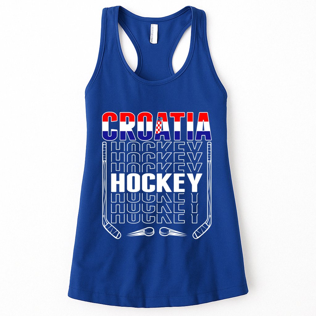Croatia Ice Hockey Fans Jersey Croatian Flag Hockey Sticks Gift Womens Tank Top