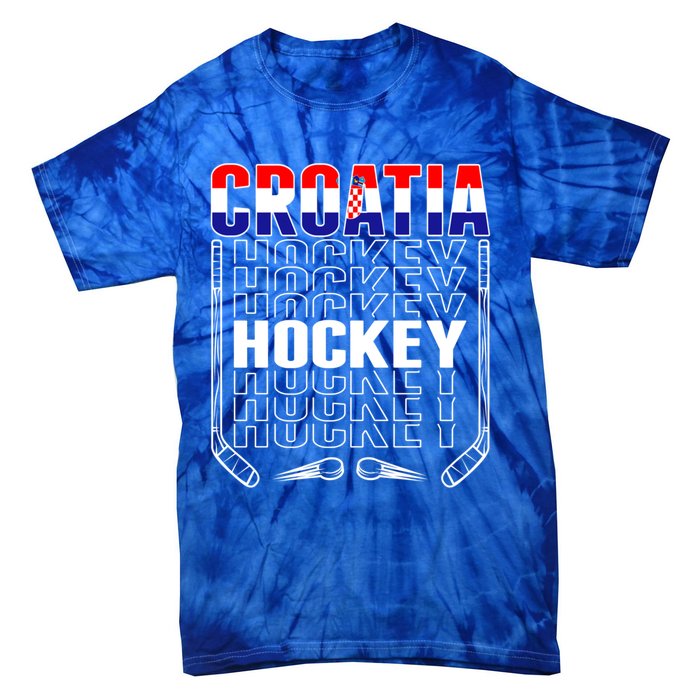 Croatia Ice Hockey Fans Jersey Croatian Flag Hockey Sticks Gift Tie-Dye T-Shirt