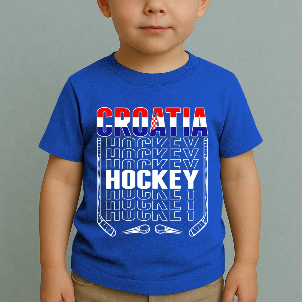 Croatia Ice Hockey Fans Jersey Croatian Flag Hockey Sticks Gift Toddler T-Shirt