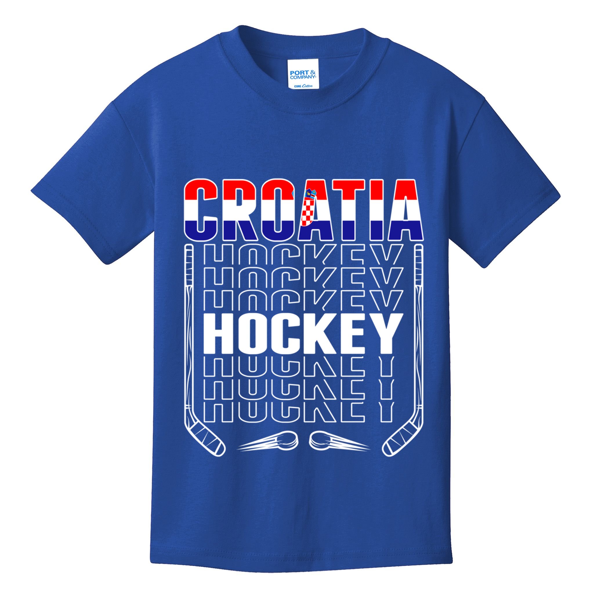 Croatia Ice Hockey Fans Jersey Croatian Flag Hockey Sticks Gift Kids T-Shirt