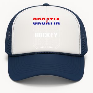 Croatia Ice Hockey Fans Jersey Croatian Flag Hockey Sticks Gift Trucker Hat