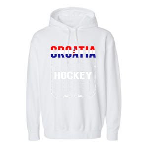 Croatia Ice Hockey Fans Jersey Croatian Flag Hockey Sticks Gift Garment-Dyed Fleece Hoodie