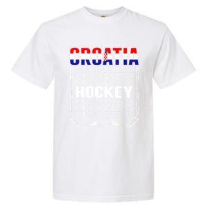 Croatia Ice Hockey Fans Jersey Croatian Flag Hockey Sticks Gift Garment-Dyed Heavyweight T-Shirt