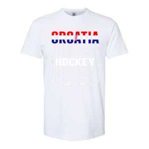 Croatia Ice Hockey Fans Jersey Croatian Flag Hockey Sticks Gift Softstyle CVC T-Shirt