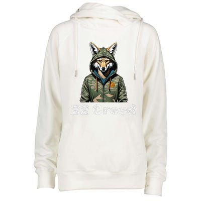 Coyote In Hood 22 Graphic Hunting Womens Funnel Neck Pullover Hood