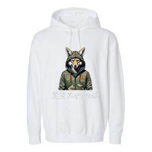 Coyote In Hood 22 Graphic Hunting Garment-Dyed Fleece Hoodie