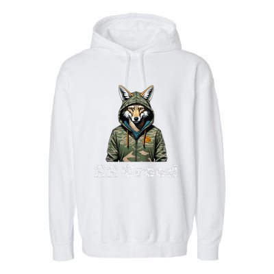 Coyote In Hood 22 Graphic Hunting Garment-Dyed Fleece Hoodie