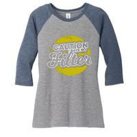 Caution I Have No Filter Women's Tri-Blend 3/4-Sleeve Raglan Shirt