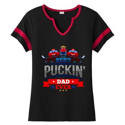 Cool Ice Hockey Sport Pun Best Puckin Dad Ever Fathers Day Meaningful Gift Ladies Halftime Notch Neck Tee