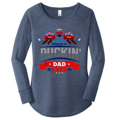 Cool Ice Hockey Sport Pun Best Puckin Dad Ever Fathers Day Meaningful Gift Women's Perfect Tri Tunic Long Sleeve Shirt