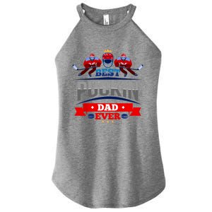 Cool Ice Hockey Sport Pun Best Puckin Dad Ever Fathers Day Meaningful Gift Women's Perfect Tri Rocker Tank