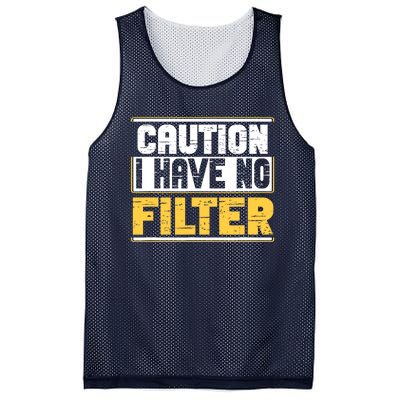 Caution I Have No Filter Funny Sarcastic Humor Awesome Cute Mesh Reversible Basketball Jersey Tank