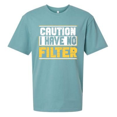 Caution I Have No Filter Funny Sarcastic Humor Awesome Cute Sueded Cloud Jersey T-Shirt