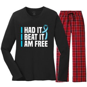 Cancer I Had It I Beat It Im Free Prostate Cancer Survivor Women's Long Sleeve Flannel Pajama Set 