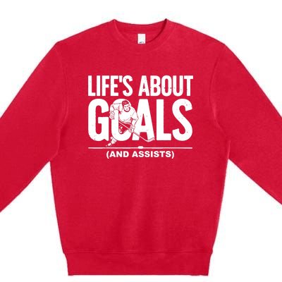 Cool Ice Hockey For Hockey Lover Goalie Sports Premium Crewneck Sweatshirt