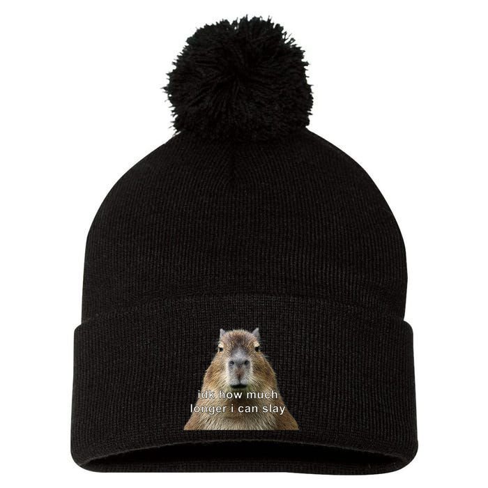 Capybara Idk How Much Longer I Can Slay Pom Pom 12in Knit Beanie