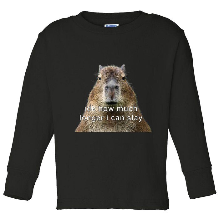 Capybara Idk How Much Longer I Can Slay Toddler Long Sleeve Shirt