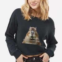 Capybara Idk How Much Longer I Can Slay Cropped Pullover Crew