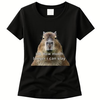 Capybara Idk How Much Longer I Can Slay Womens T-Shirt